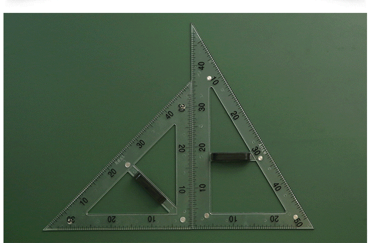 4-Piece Transparent Magnetic Triangular Plate Set Large Protractor Compasses Teaching Aids for Teaching