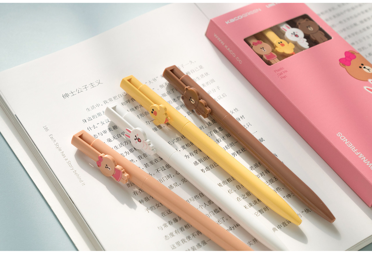LINE FRIENDS Brown Bear Cony Rabbit Defined Kaco rui ji Gel Pen Set Push Type Ball Pen LINE FRIENDS Brown Bear Cony Rabbit Defined Kaco rui ji Gel Pen Set Push Type Ball Pen