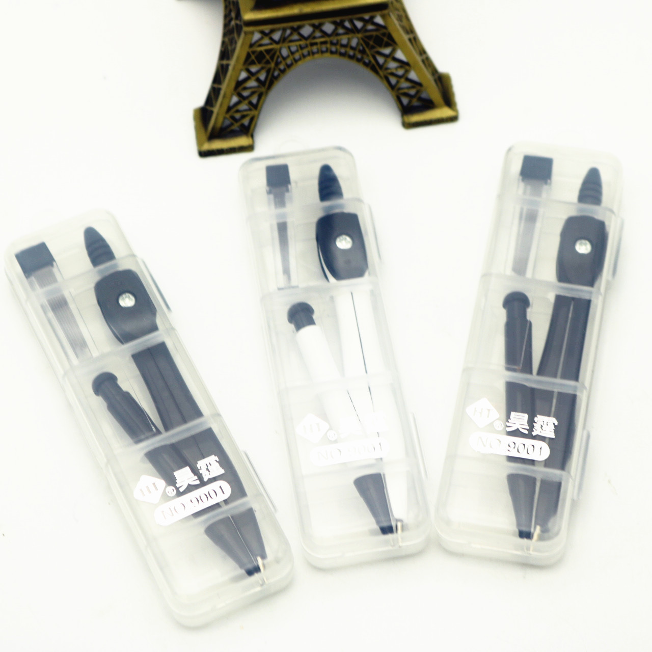 Wholesale Hao Ting 9001 Type Fashion Boxed Compasses Set Containing Mechanical Pencil Lead Metal Quality Student Drawing Instrument