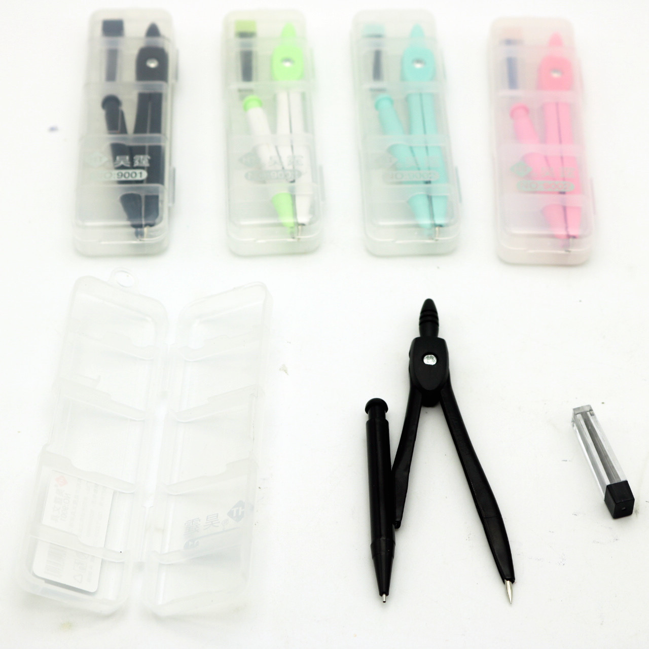 Wholesale Hao Ting 9001 Type Fashion Boxed Compasses Set Containing Mechanical Pencil Lead Metal Quality Student Drawing Instrument
