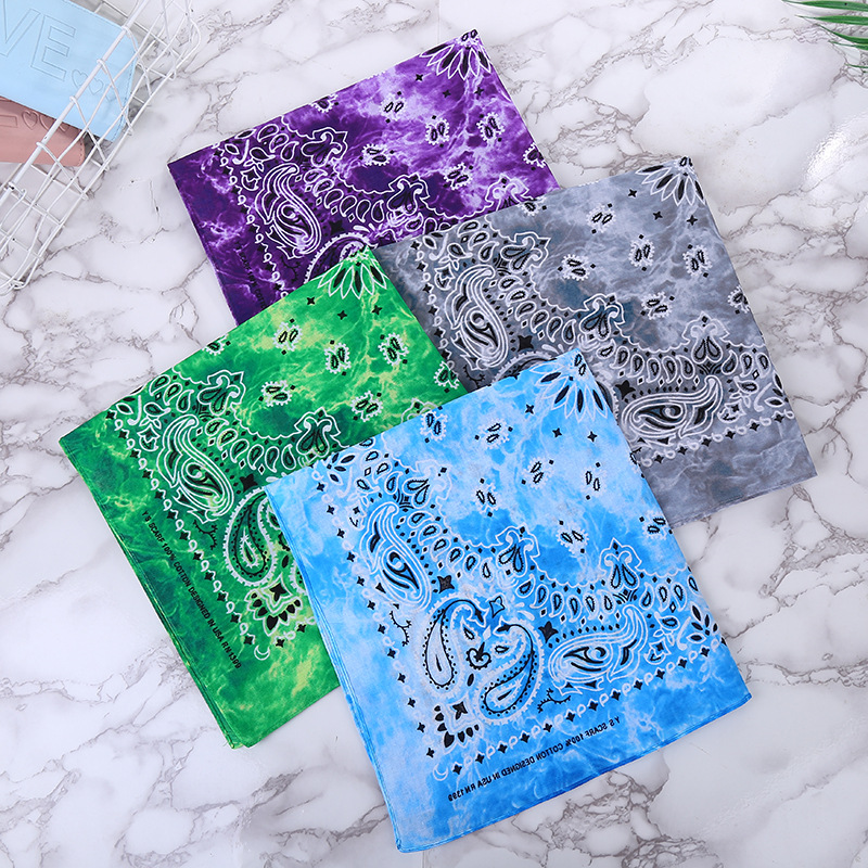 CrossBorder Bandana Sports Outdoor Cycling Scarf Scarf SweatAbsorbent Square Scarf Pure Cotton TieDyed Triangular Binder