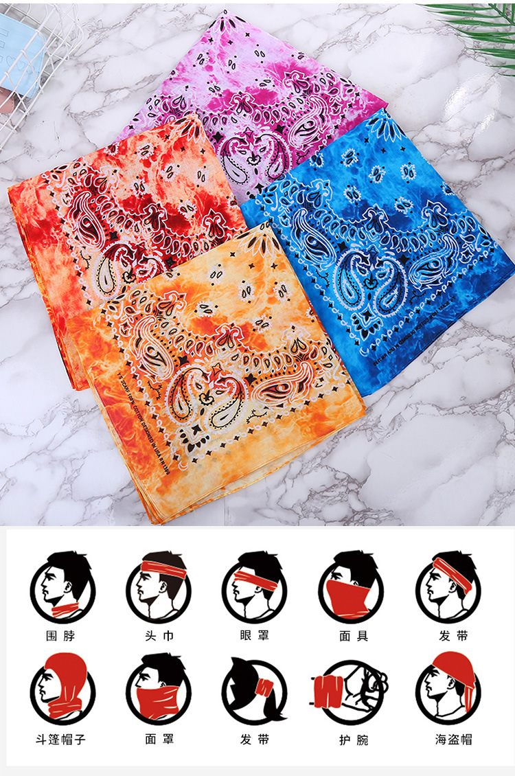 CrossBorder Bandana Sports Outdoor Cycling Scarf Scarf SweatAbsorbent Square Scarf Pure Cotton TieDyed Triangular Binder CrossBorder Bandana Sports Outdoor Cycling Scarf Scarf SweatAbsorbent Square Scarf Pure Cotton TieDyed Triangular Binder