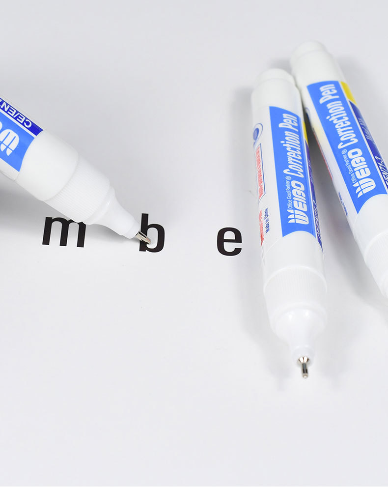 Weibo Correction Fluid 9ml White Correction Fluid Student Exam Office Learning Dual-Use Correction Pen Factory Direct Sales