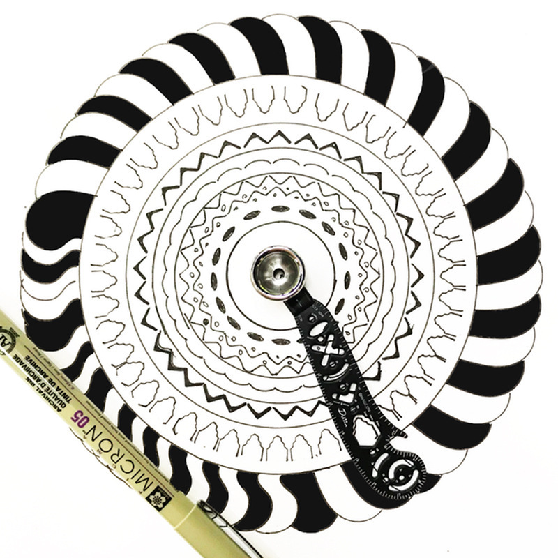 Multifunctional Drawing Ruler Cross-Border Hot Creative Drawing Tools Art Office Compasses with Magnetic Ruler Drawing Supplies