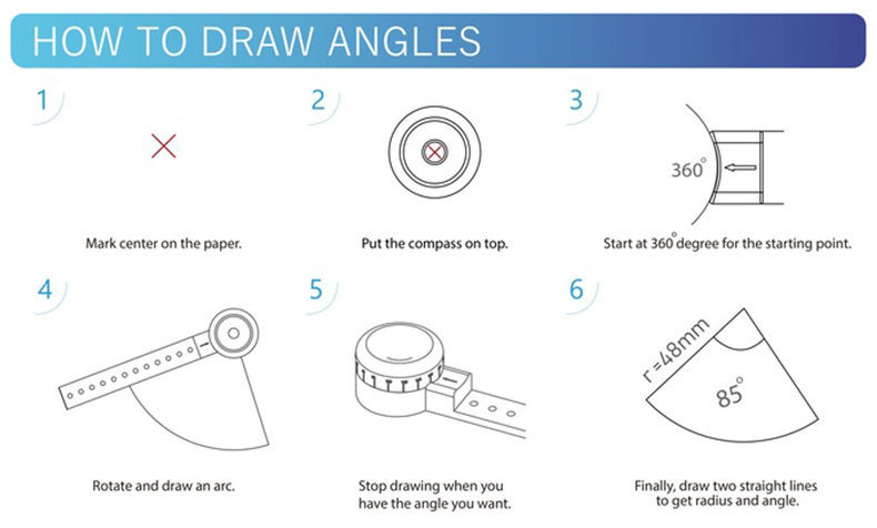 Multifunctional Drawing Ruler Cross-Border Hot Creative Drawing Tools Art Office Compasses with Magnetic Ruler Drawing Supplies