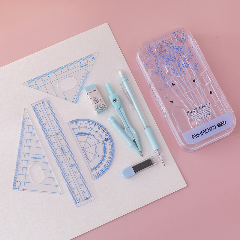 Hobby Compasses Set Fresh Propelling Pencil Rubber Refill Student Drawing Ruler Protractor Stationery T