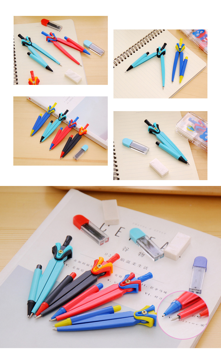 Creative Simple Compasses Set Metal Material Cute Cartoon Animal Pattern Fresh Natural Study Stationery