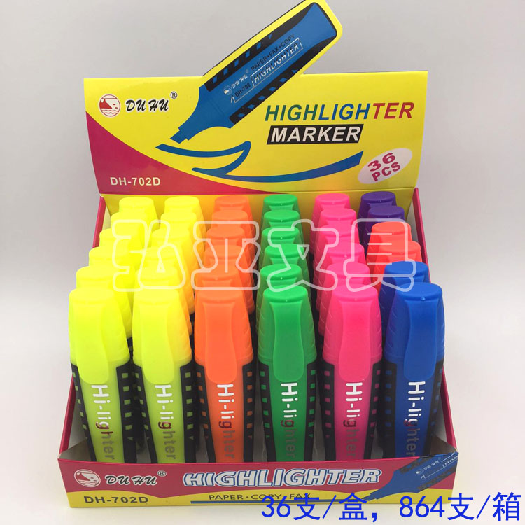 Highlighter pens display boxed color marker 6-color mixed to pack 36 sticks