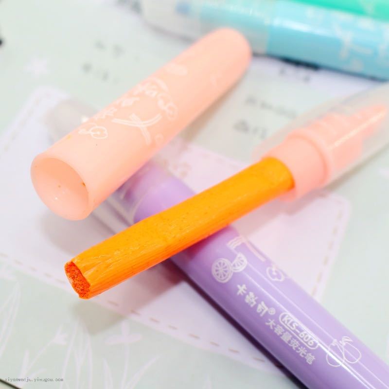 Kales 6-Color Large Capacity Highlighter Classroom Marker Knowledge Mark Pen Oblique Head Graffiti Pen Colored Pen Kales 6-Color Large Capacity Highlighter Classroom Marker Knowledge Mark Pen Oblique Head Graffiti Pen Colored Pen
