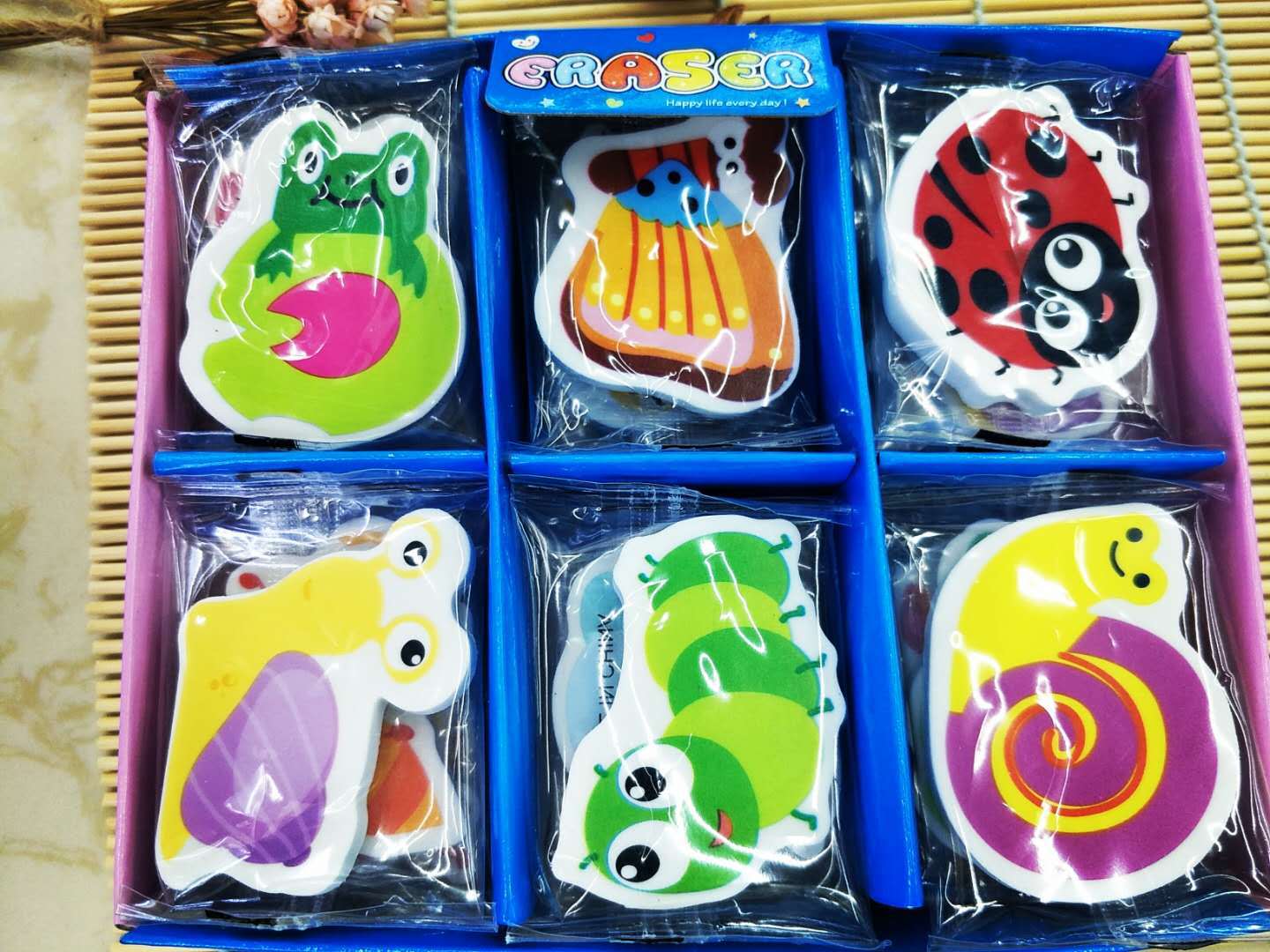 Animal Cartoon Flat Eraser Cute Rubber Primary School Student School Supplies Stationery Wholesale