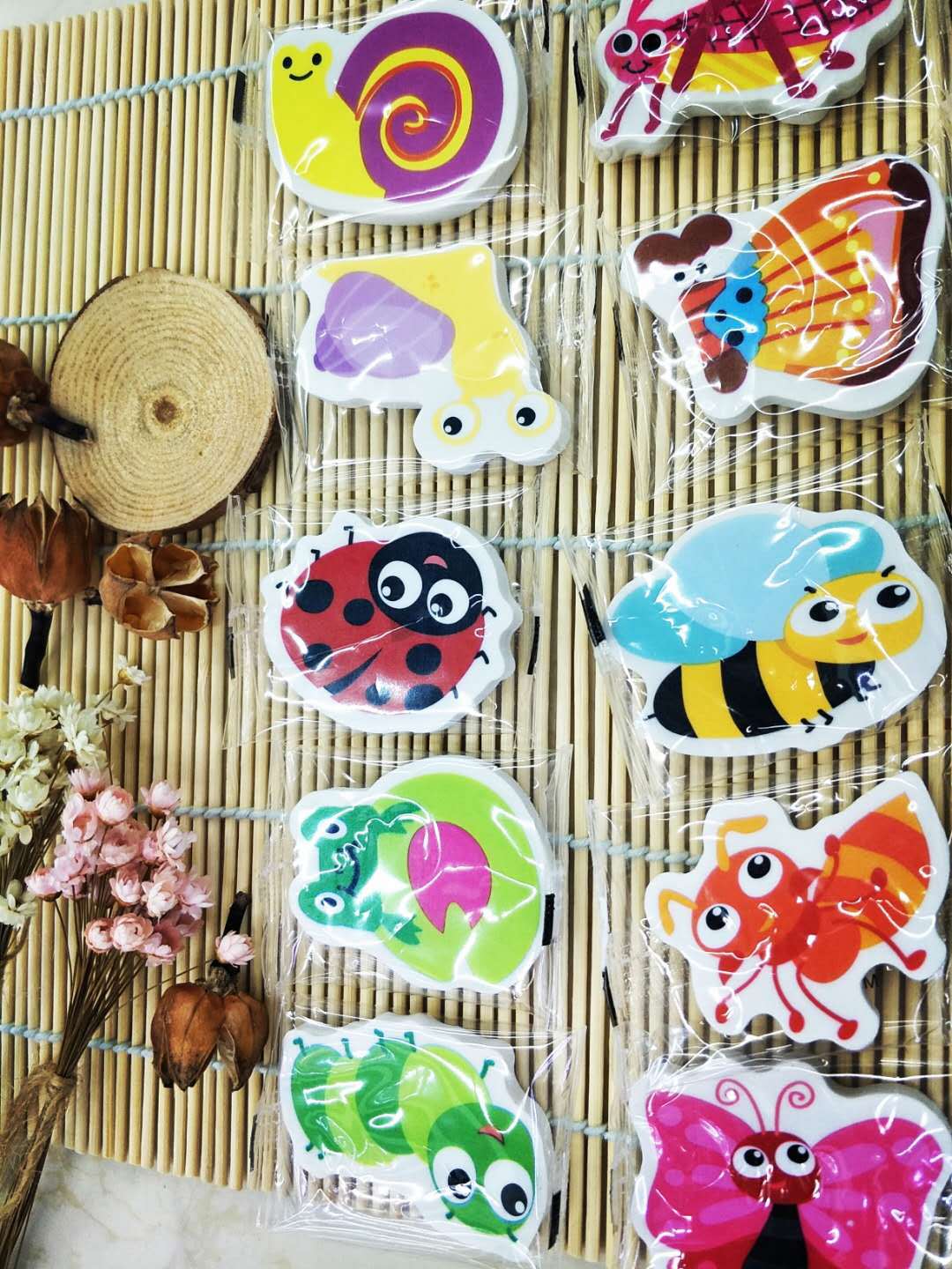 Animal Cartoon Flat Eraser Cute Rubber Primary School Student School Supplies Stationery Wholesale
