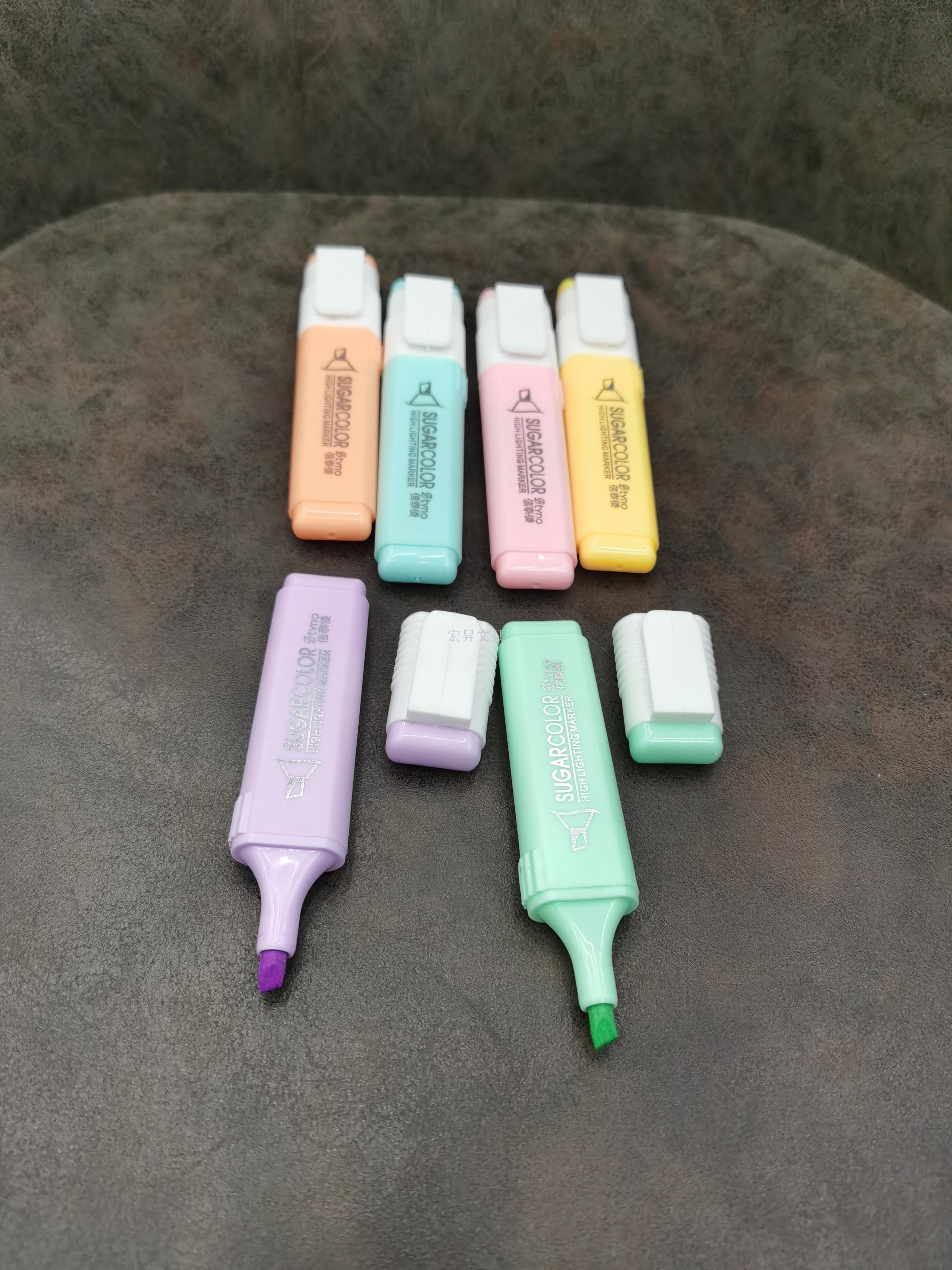 Warm color highlighter kit st-893-6a six color mixed marker pen to alter brush learning office stationery