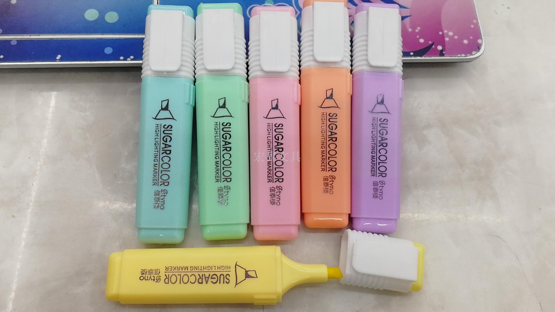 Warm color highlighter kit st-893-6a six color mixed marker pen to alter brush learning office stationery Warm color highlighter kit st-893-6a six color mixed marker pen to alter brush learning office stationery