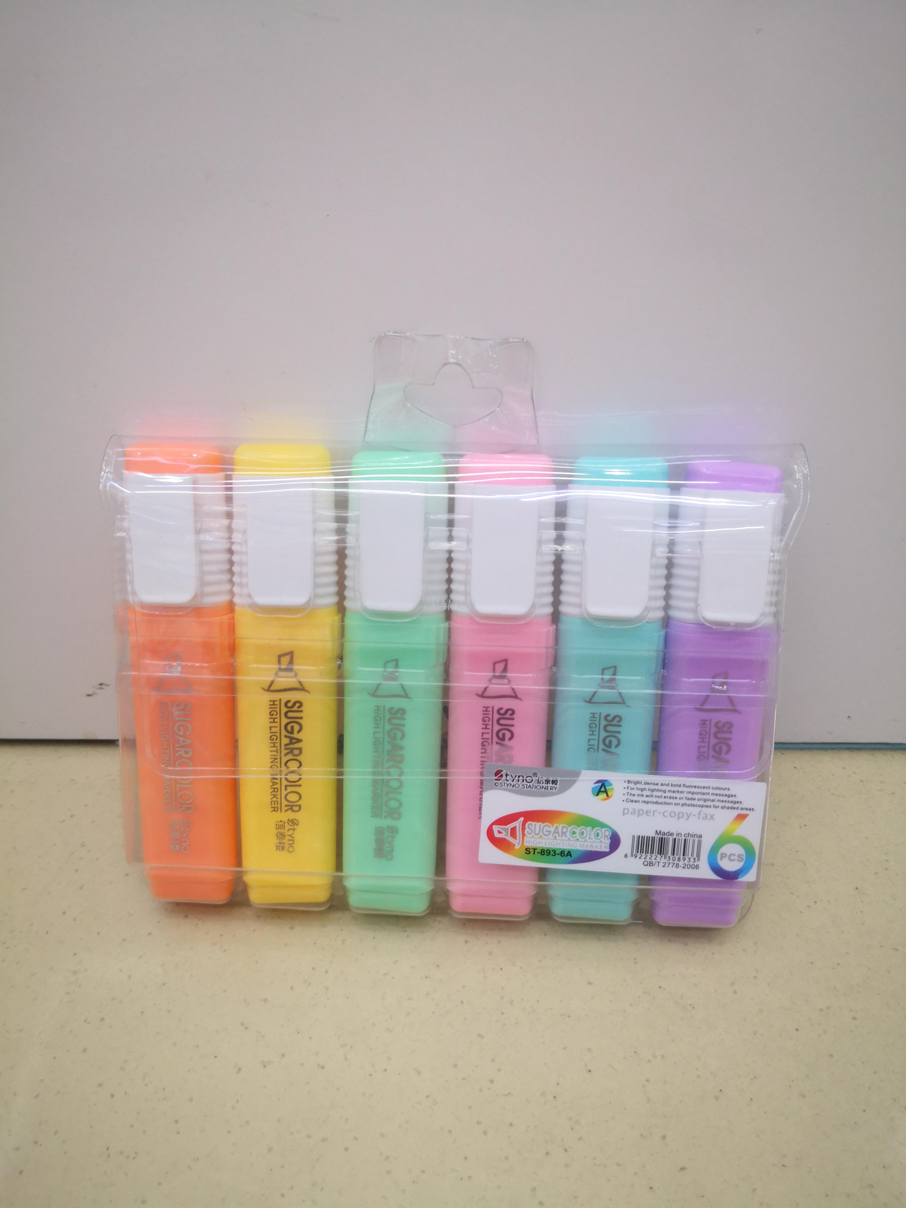 Warm color highlighter kit st-893-6a six color mixed marker pen to alter brush learning office stationery Warm color highlighter kit st-893-6a six color mixed marker pen to alter brush learning office stationery