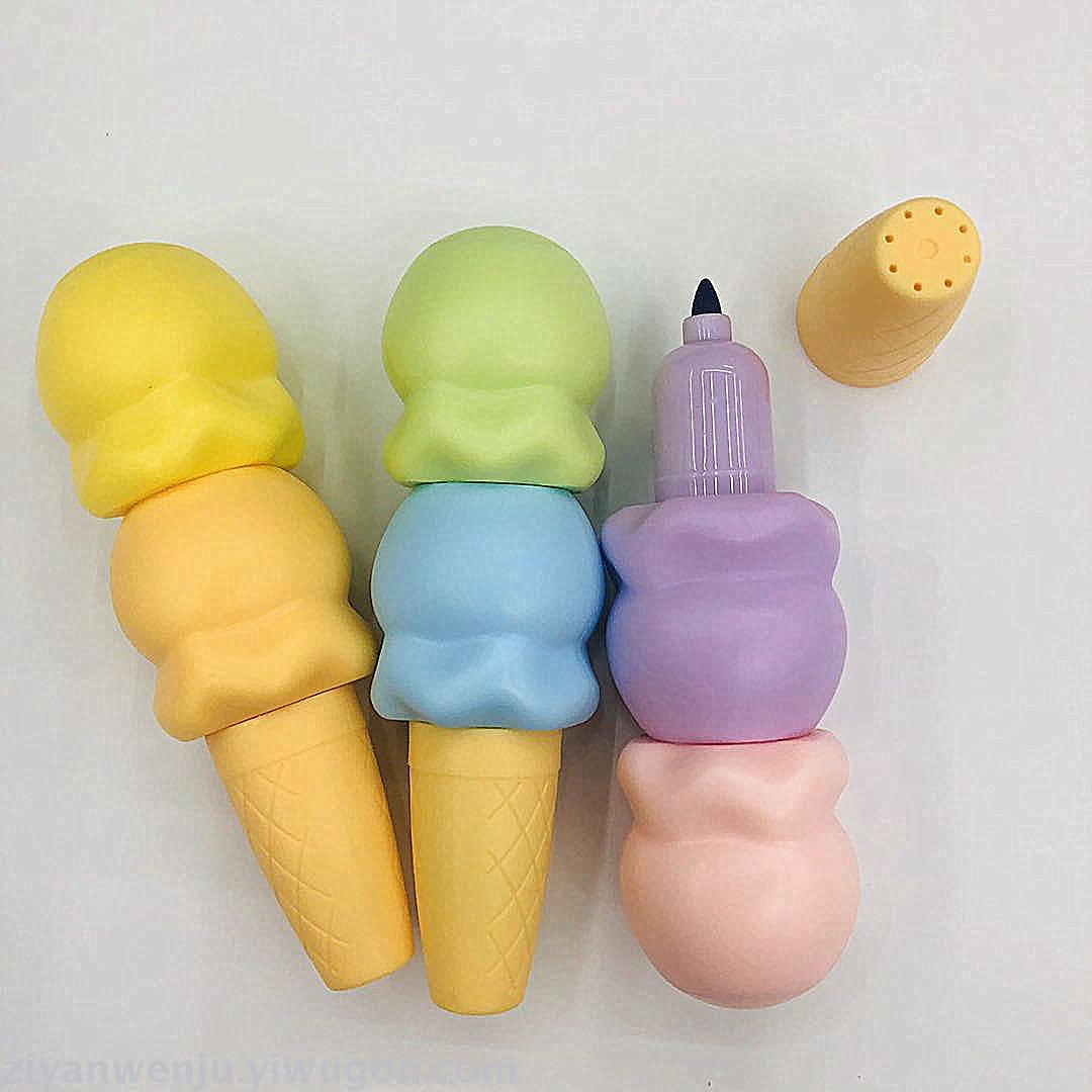 Ice cream Highlighter Student Cute ice cream Cone shape colored highlighter marker pen
