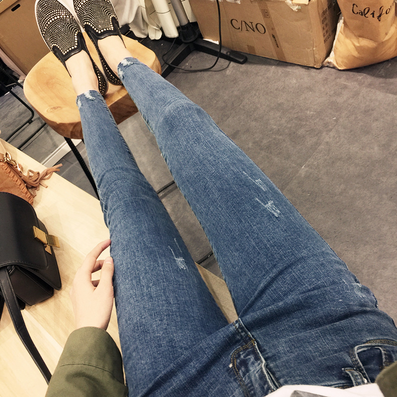 Autumn Korean Style Jeans Women&#039;s Ankle-Tied Pants Pencil Pants Slim Stretch High Waist Cropped Pants Casual Women&#039;s Fashion