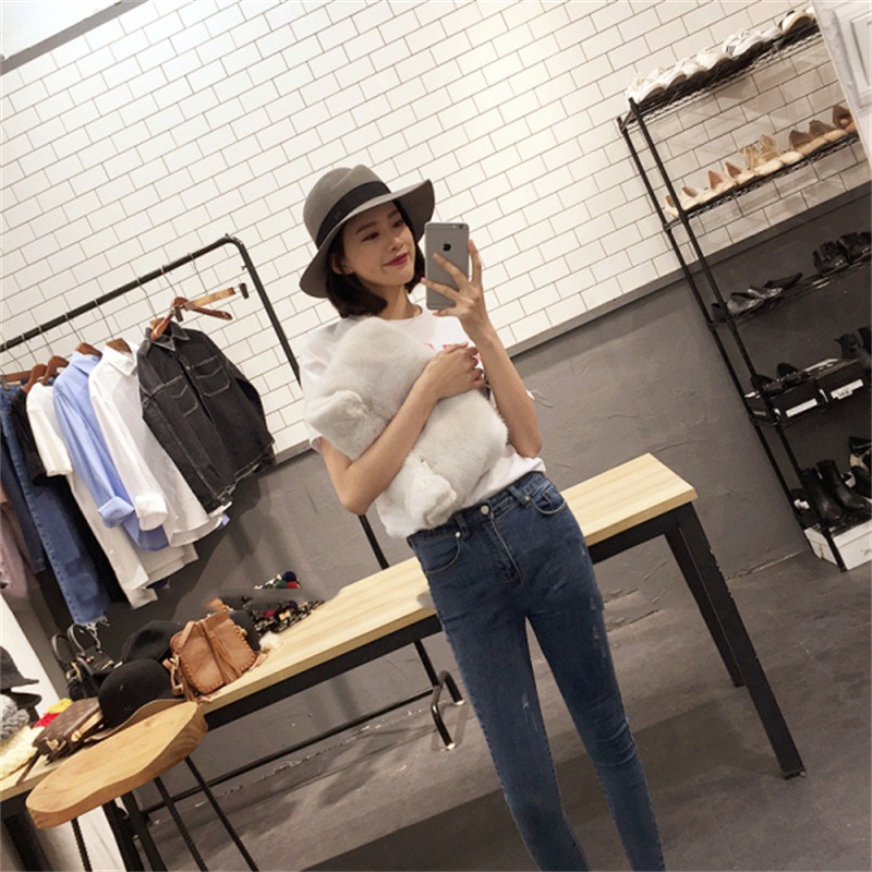 Autumn Korean Style Jeans Women's Ankle-Tied Pants Pencil Pants Slim Stretch High Waist Cropped Pants Casual Women's Fashion