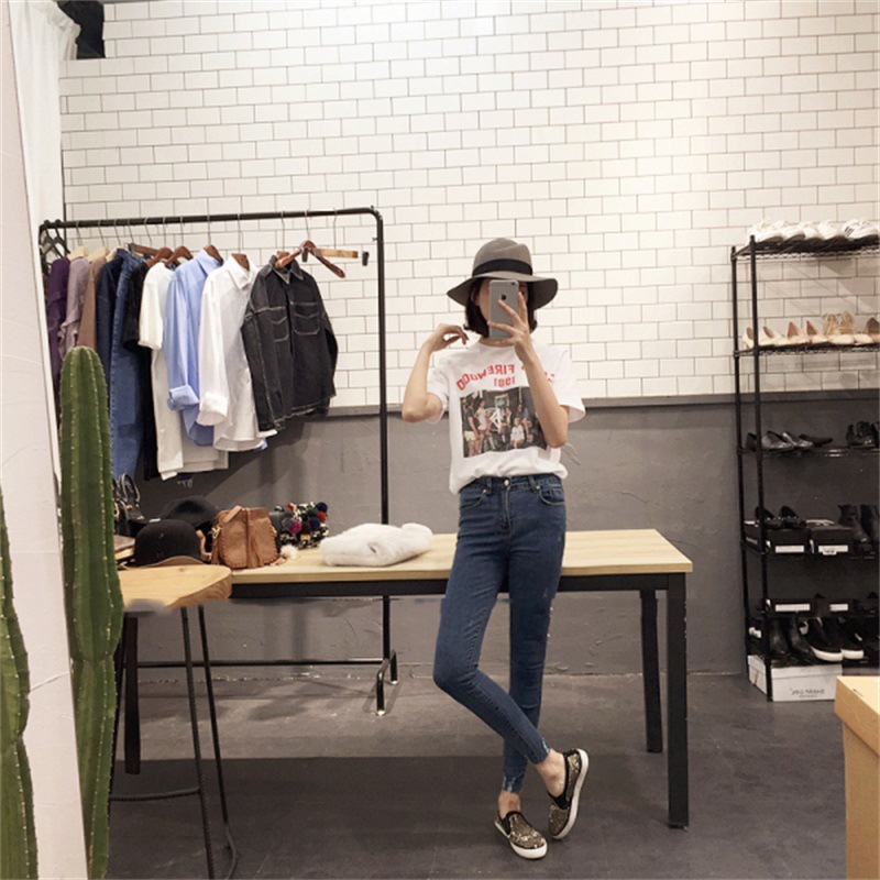 Autumn Korean Style Jeans Women's Ankle-Tied Pants Pencil Pants Slim Stretch High Waist Cropped Pants Casual Women's Fashion