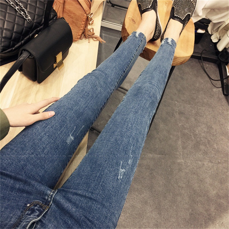 Autumn Korean Style Jeans Women's Ankle-Tied Pants Pencil Pants Slim Stretch High Waist Cropped Pants Casual Women's Fashion