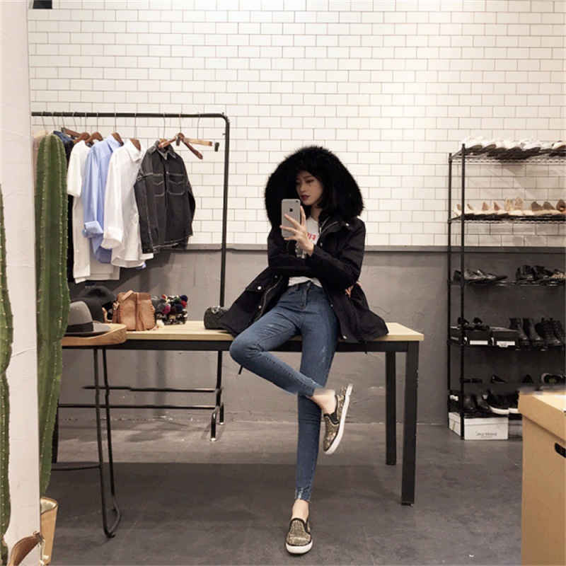 Autumn Korean Style Jeans Women's Ankle-Tied Pants Pencil Pants Slim Stretch High Waist Cropped Pants Casual Women's Fashion