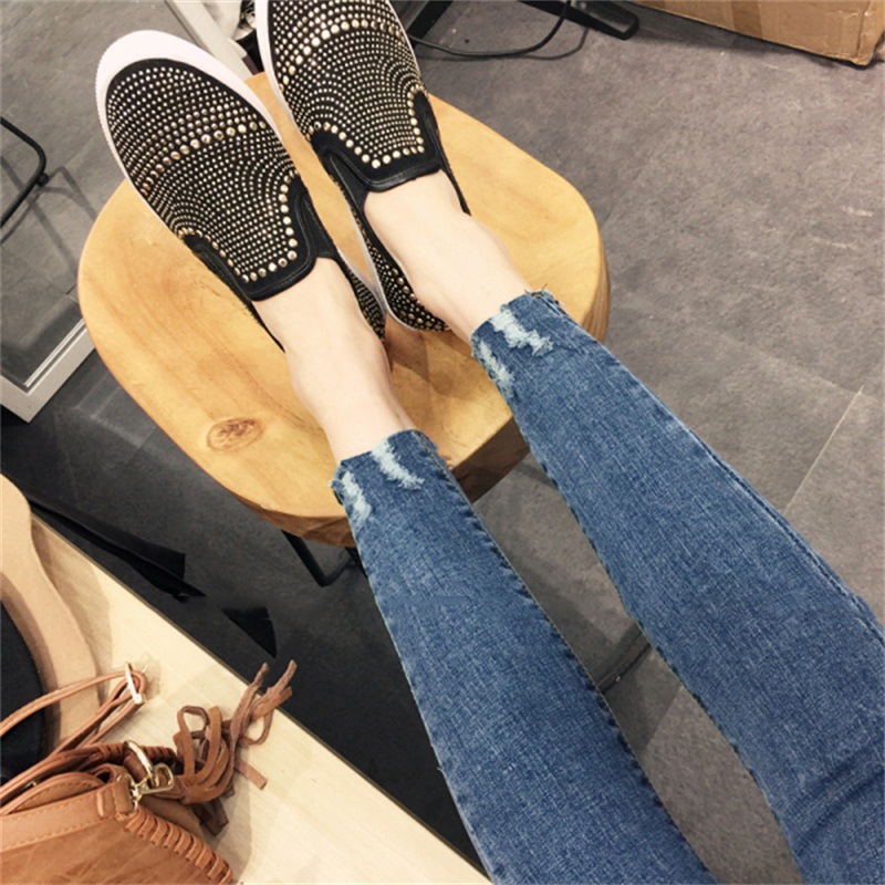 Autumn Korean Style Jeans Women's Ankle-Tied Pants Pencil Pants Slim Stretch High Waist Cropped Pants Casual Women's Fashion
