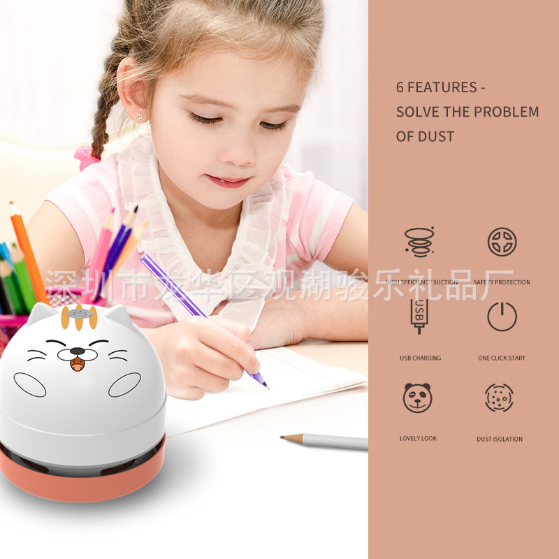 Mini Desktop Dust Collector Student Electric Suction Eraser Chip Machine Children Cleaning Desk Pencil Keyboard Cleaner