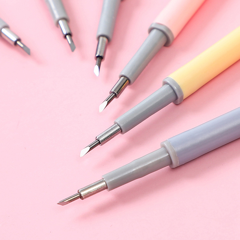 New Push Paper Cutting Pencil Knife Refill Girl Heart Morandi Student Journal Paper Cutting Burin Ins Style Pencil Knife