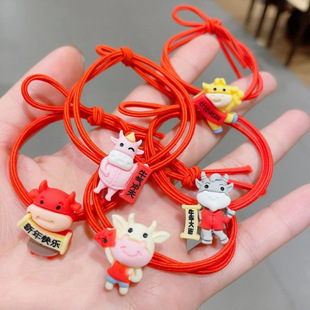 New Year Bang Sticker Post Internet Hot Text Sticky Hair Hook and Loop Fasteners Cartoon Cropped Hair Fastener Creative Velcro Hair Accessories