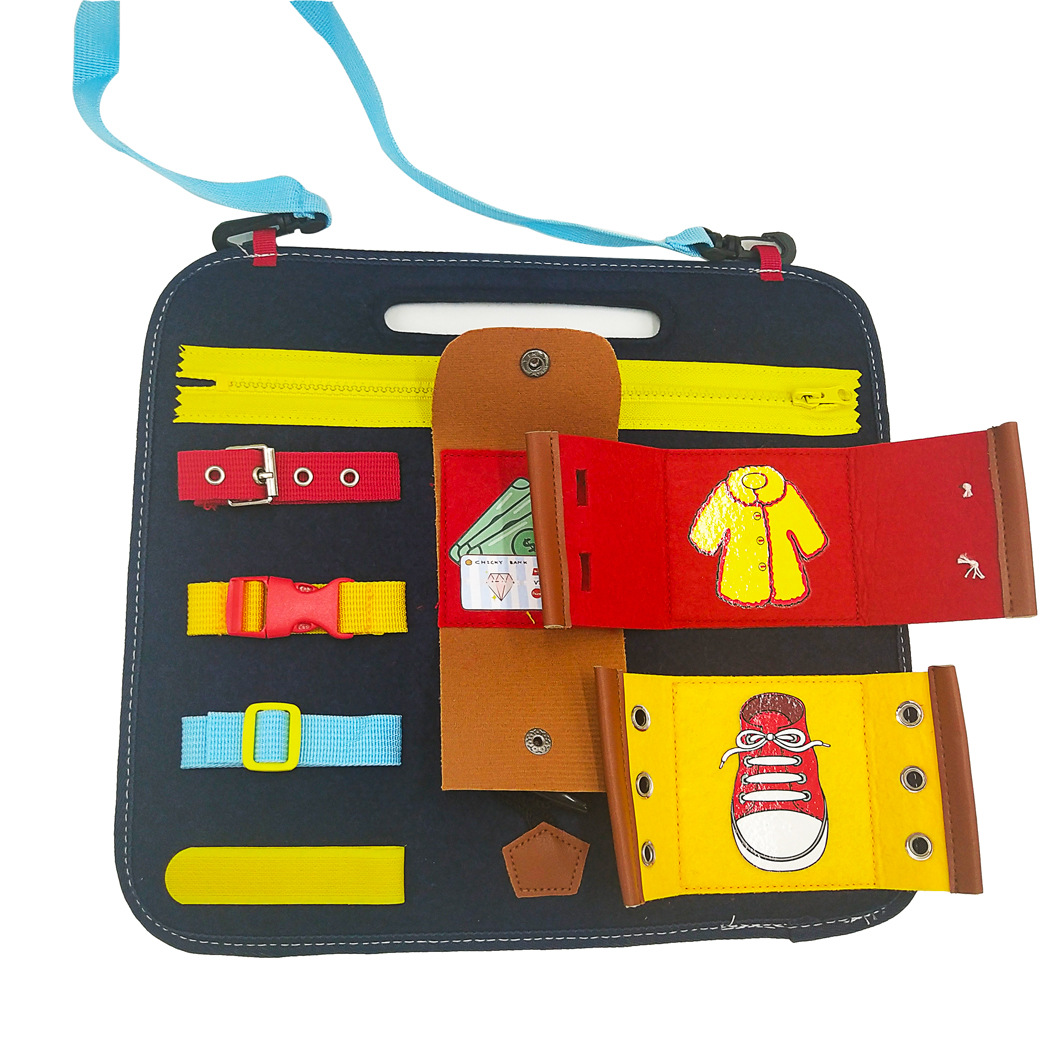 Montessori Children&#039;s Teaching Aids Dressing Insert Buckle Portable Felt Busy Board Learning Board Puzzle Toys for Children and Infants