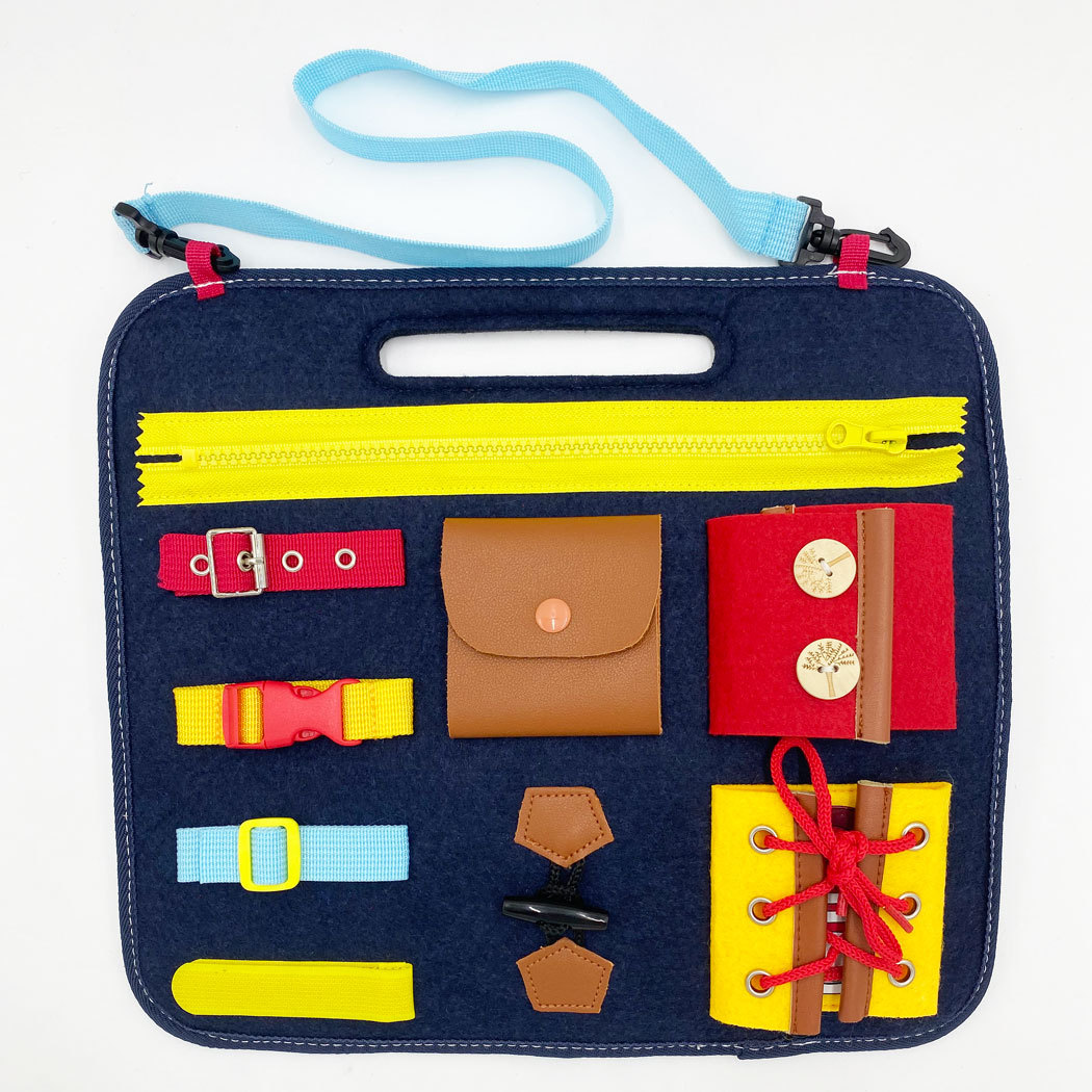 Montessori Children's Teaching Aids Dressing Insert Buckle Portable Felt Busy Board Learning Board Puzzle Toys for Children and Infants