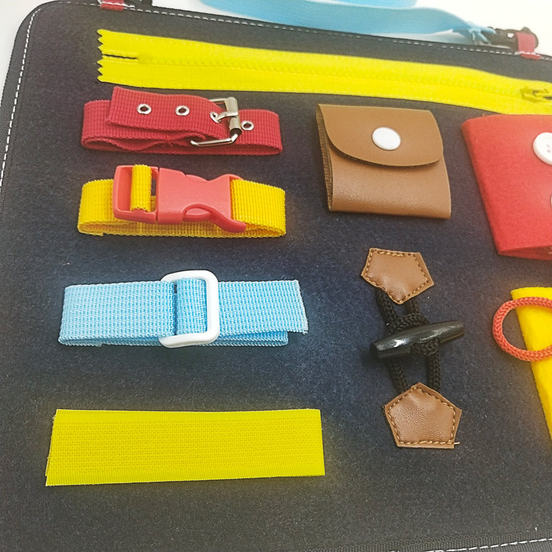 Montessori Children's Teaching Aids Dressing Insert Buckle Portable Felt Busy Board Learning Board Puzzle Toys for Children and Infants
