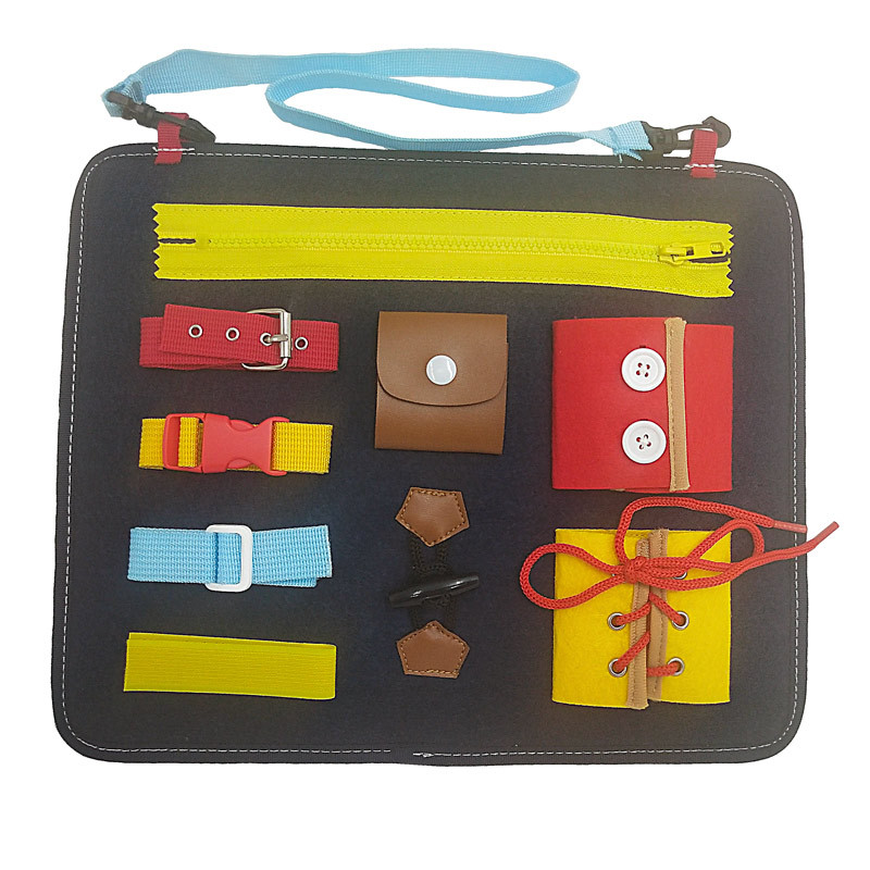 Montessori Children's Teaching Aids Dressing Insert Buckle Portable Felt Busy Board Learning Board Puzzle Toys for Children and Infants