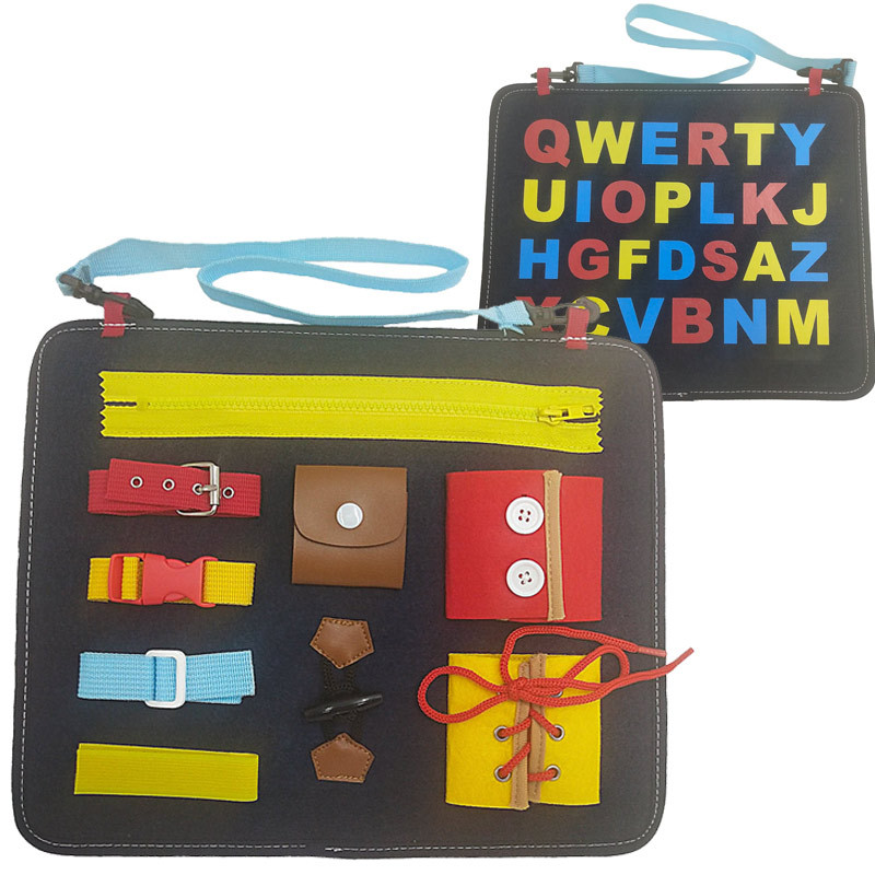 Montessori Children's Teaching Aids Dressing Insert Buckle Portable Felt Busy Board Learning Board Puzzle Toys for Children and Infants
