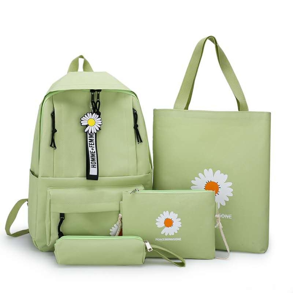 Four-Piece Set Little Daisy Student Schoolbag Tuition Bag Messenger Bag Pencil Case Opening Season Four-Piece Set Little Daisy Student Schoolbag Tuition Bag Messenger Bag Pencil Case Opening Season