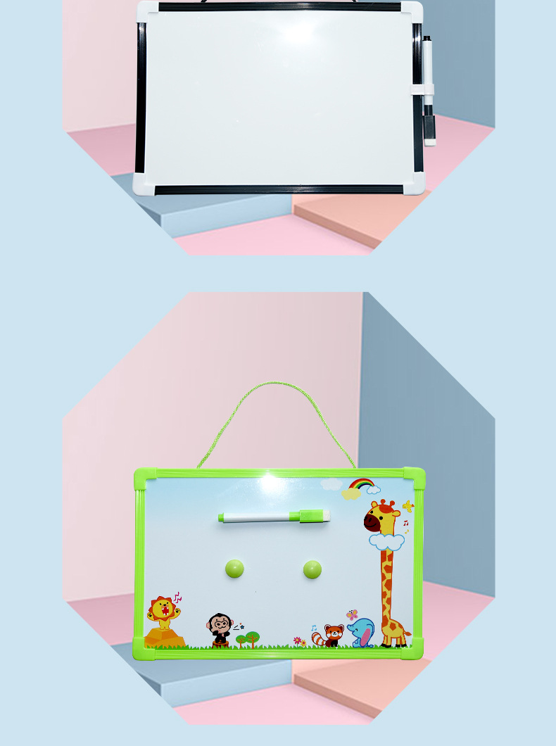 Factory Direct Supply Plastic Magnetic Tiny Whiteboard Double-Sided Hanging Cartoon Notes Writing Board Children Drawing Board Teaching Blackboard