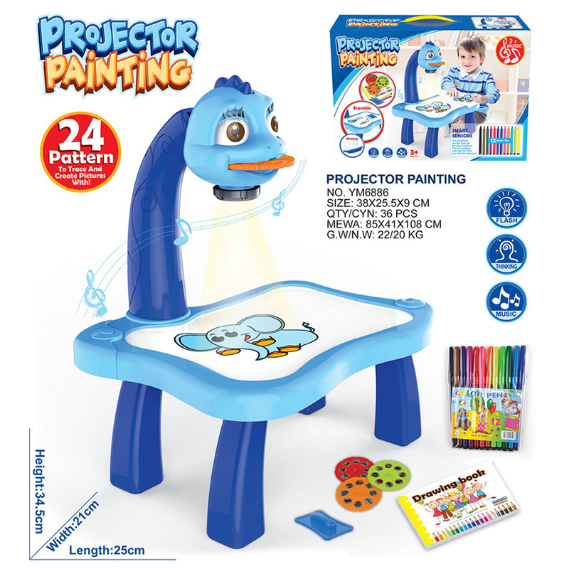 Tiktok Children's Plastic Drawing Board Table Projection Painting Machine Teaching Aids Multifunctional Projection Writing Drawing Board Cross-Border