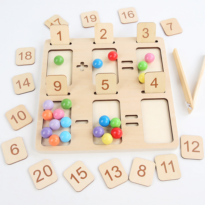 Montessori Teaching Aids Geometric Figure Panel Wooden Puzzle Two-in-One Digital Learning Board Children&#039;s Development Intelligence Toys