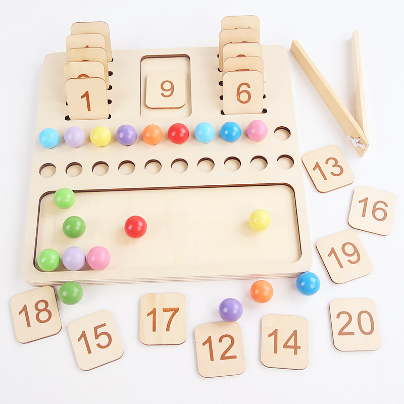 Montessori Teaching Aids Geometric Figure Panel Wooden Puzzle Two-in-One Digital Learning Board Children&#039;s Development Intelligence Toys