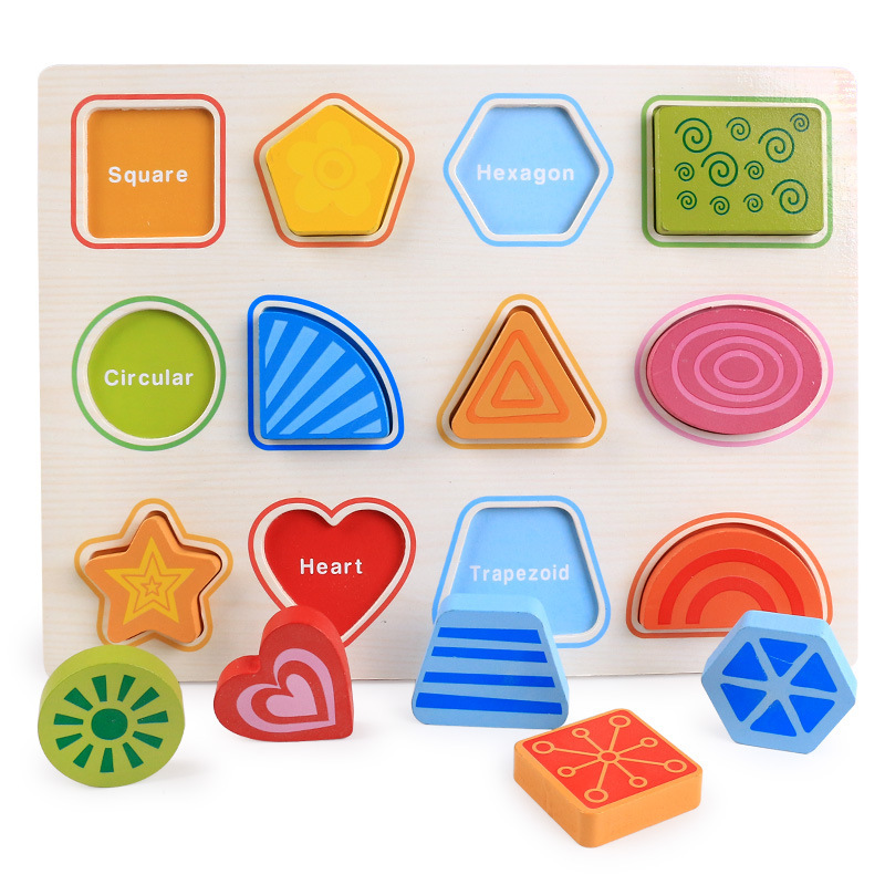 Wooden Hand Holding Puzzle Board Early Education Enlightenment Kindergarten Teaching Aids Children &#039;S Letters And Numbers Shape Puzzle Cognitive Toys