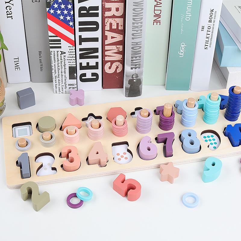 Macaron Three-in-One Digital Shape Calculation Numbers Board Children&#039;s Development Brain Early Education Educational Matching Teaching Toys