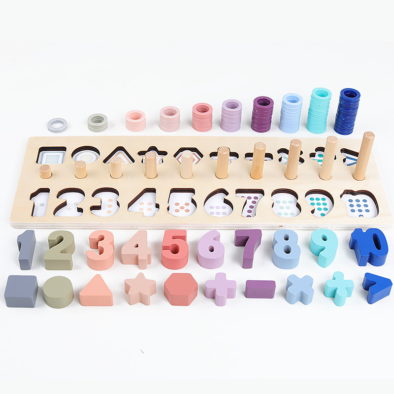 Macaron Three-in-One Digital Shape Calculation Numbers Board Children&#039;s Development Brain Early Education Educational Matching Teaching Toys