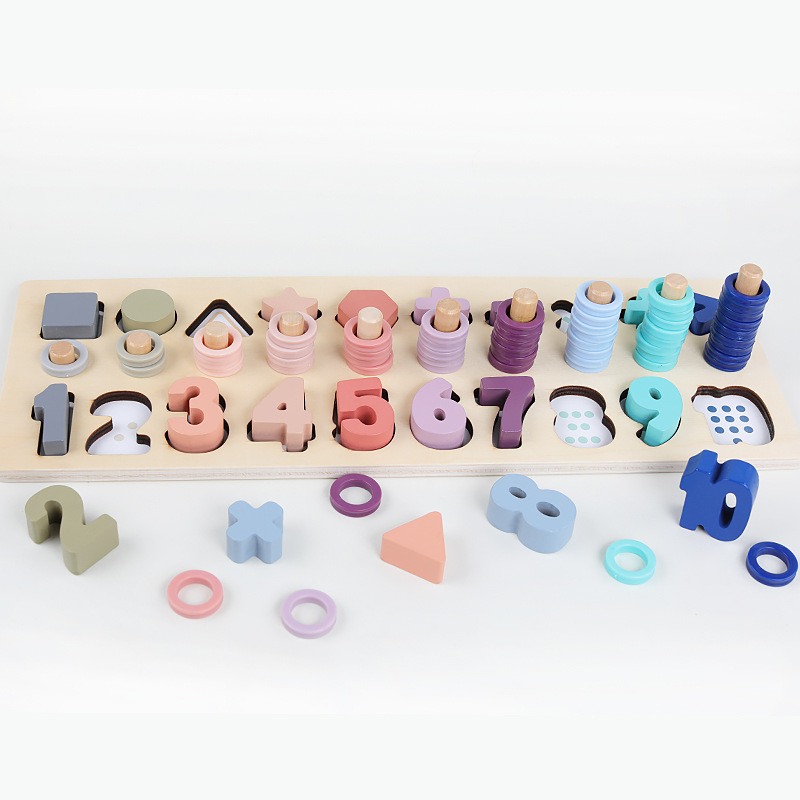 Macaron Three-in-One Digital Shape Calculation Numbers Board Children&#039;s Development Brain Early Education Educational Matching Teaching Toys