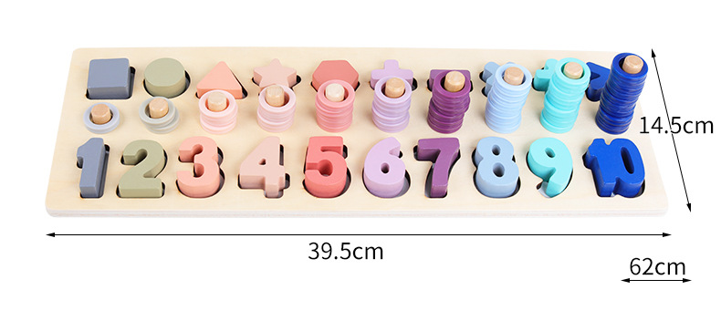 Macaron Three-in-One Digital Shape Calculation Numbers Board Children's Development Brain Early Education Educational Matching Teaching Toys