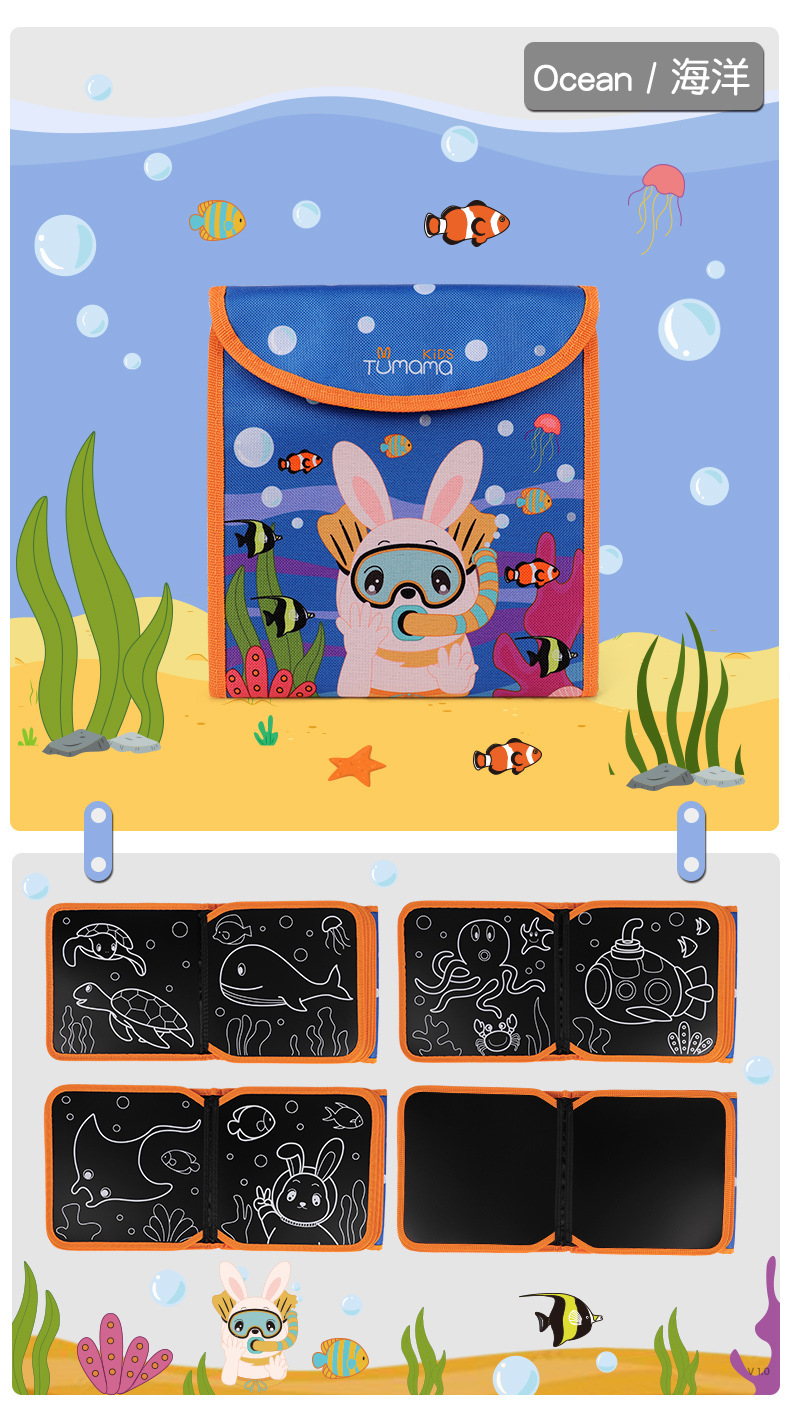 Children's Drawing Board Graffiti Drawing and Writing Board Portable Double-Side Blackboard Cloth Book Early Education Course Teaching Educational Painting