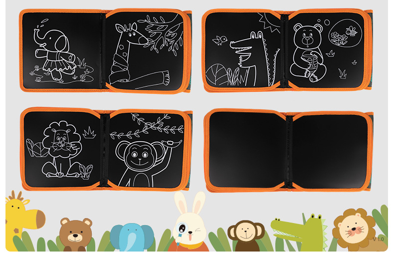 Children's Drawing Board Graffiti Drawing and Writing Board Portable Double-Side Blackboard Cloth Book Early Education Course Teaching Educational Painting