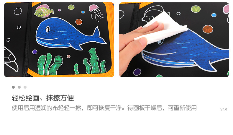 Children's Drawing Board Graffiti Drawing and Writing Board Portable Double-Side Blackboard Cloth Book Early Education Course Teaching Educational Painting