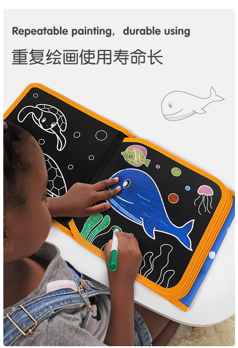 Children's Drawing Board Graffiti Drawing and Writing Board Portable Double-Side Blackboard Cloth Book Early Education Course Teaching Educational Painting