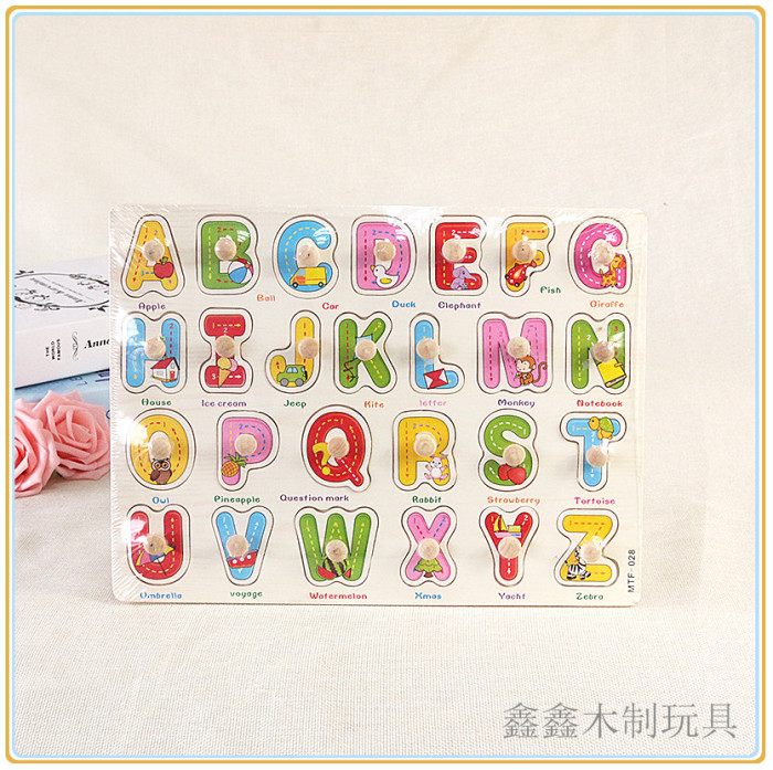 Wooden hand grasp cognitive board jigsaw puzzle children Wooden benefit puzzle board early teaching baby toys.