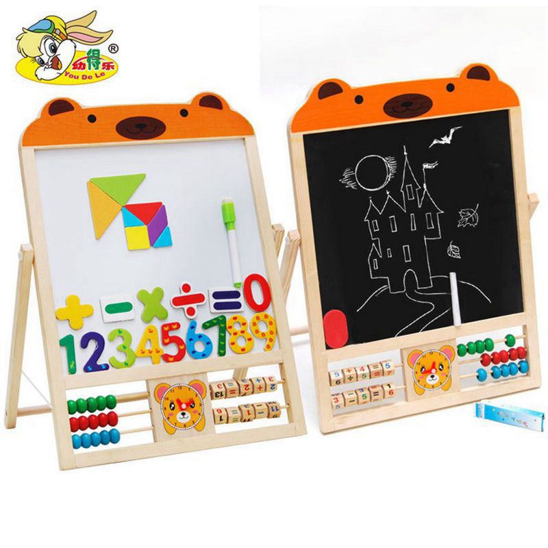 Wholesale Children&#039;s Double-Sided Drawing Board Blackboard Whiteboard Drawing Board Multifunctional Magnetic Drawing Board Infant Teaching Aids