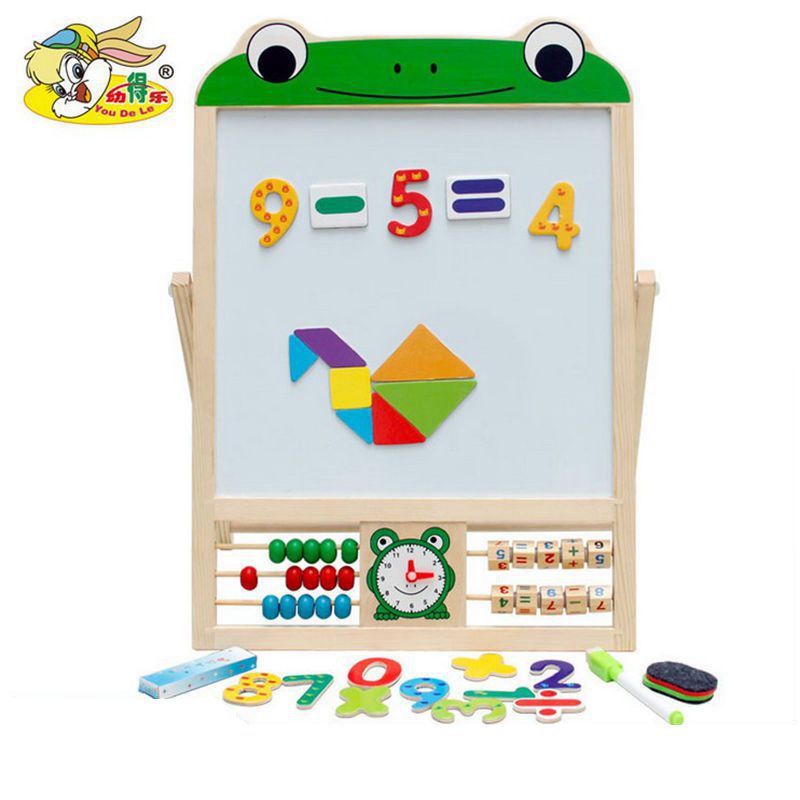 Wholesale Children&#039;s Double-Sided Drawing Board Blackboard Whiteboard Drawing Board Multifunctional Magnetic Drawing Board Infant Teaching Aids